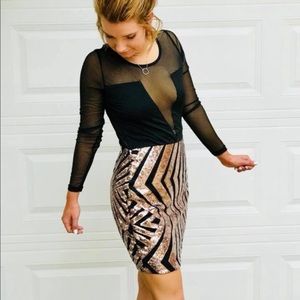 Long sleeve sheer sequin cocktail dress nwot